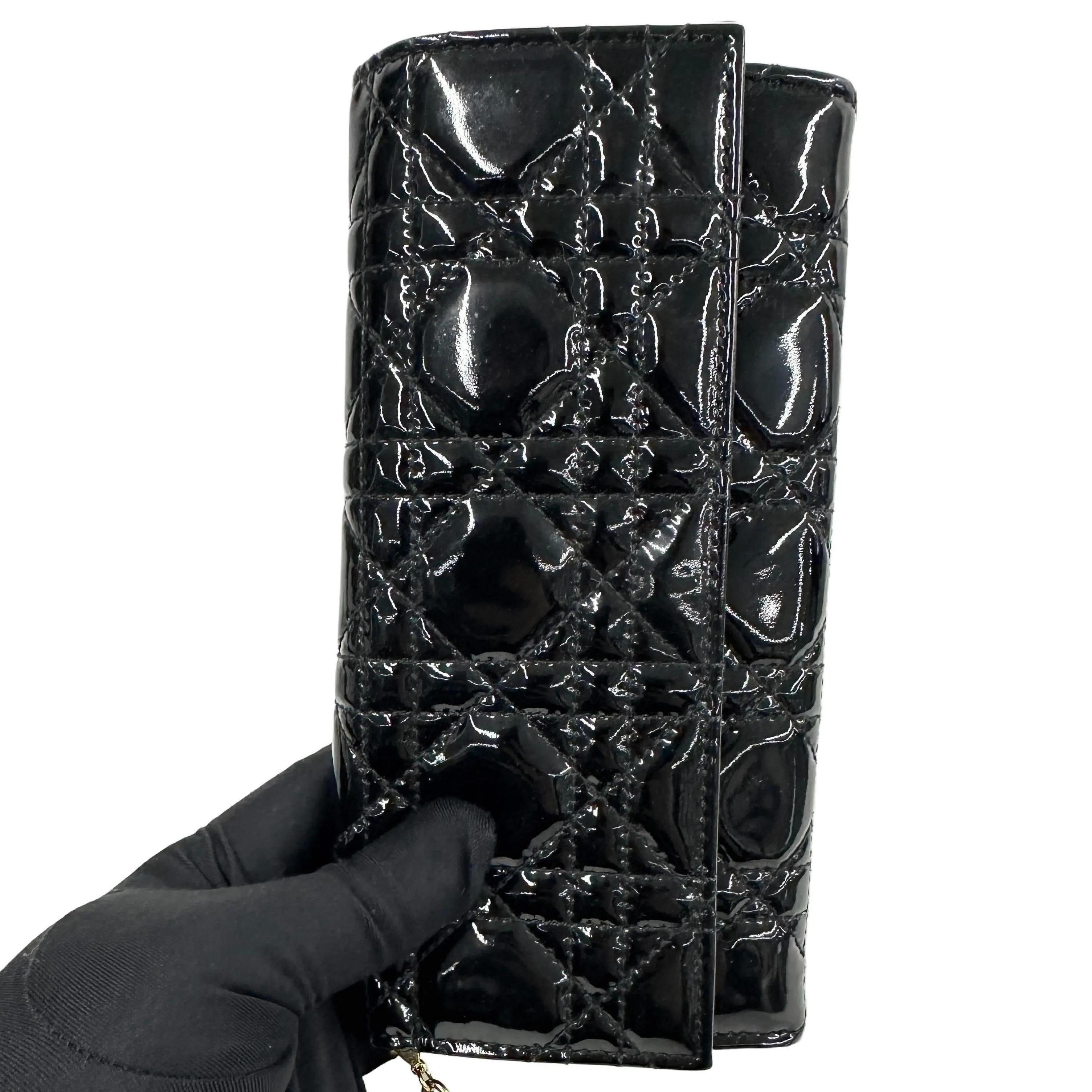 Dior Black Cannage Chain Wallet