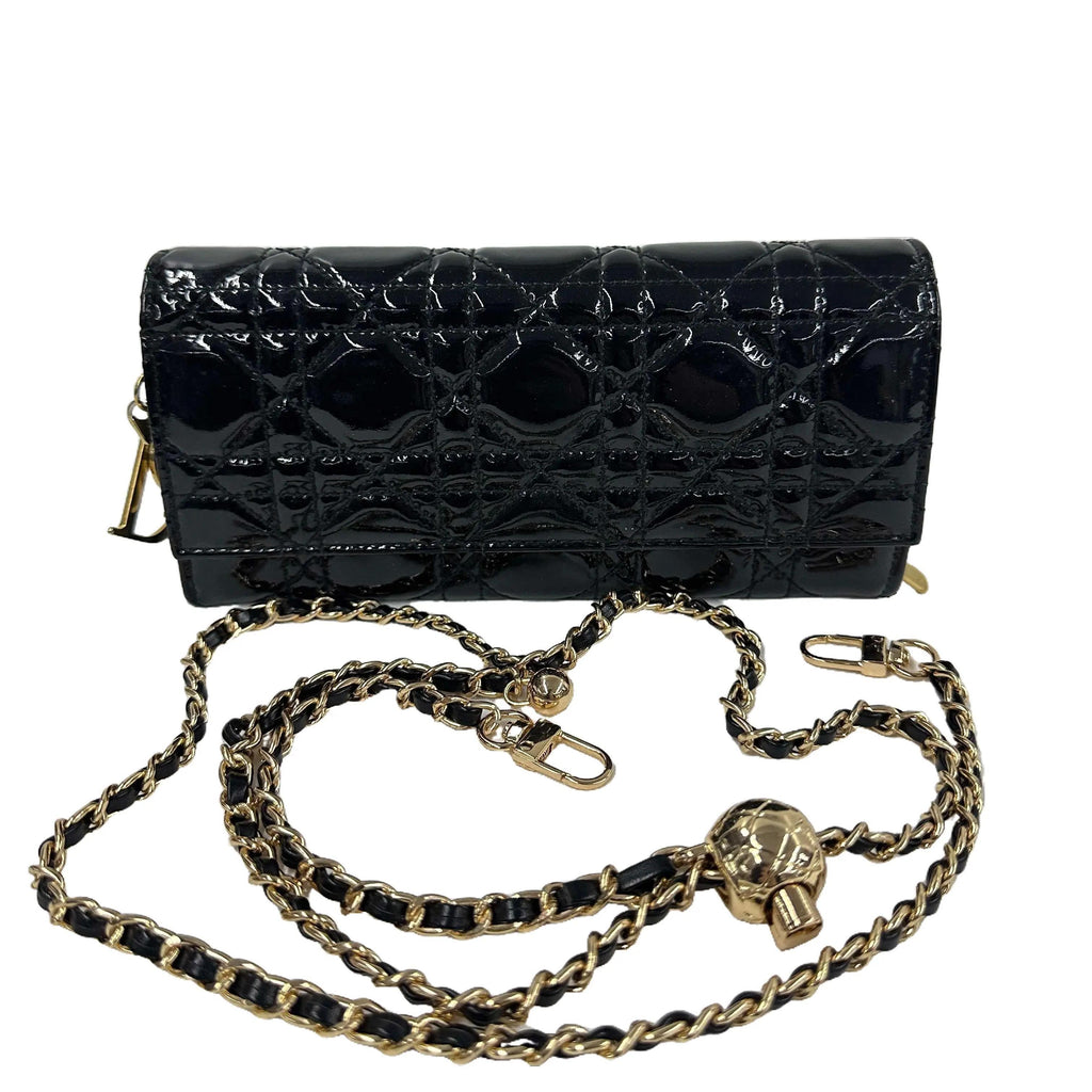 Dior Black Cannage Chain Wallet