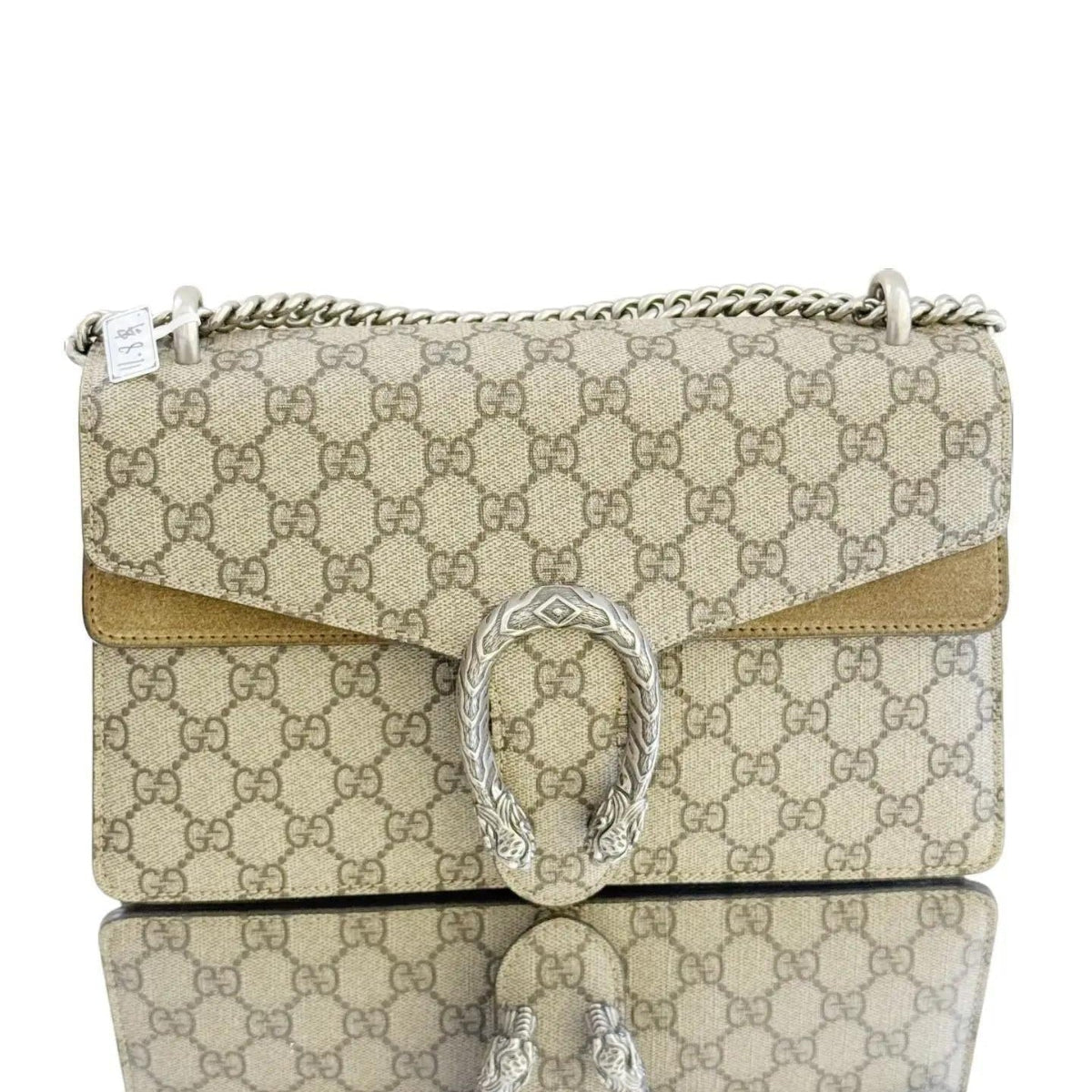 Gucci Beige GG Supreme and Suede Medium Dionysus Shoulder Bag