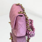 Chanel Pink Quilted Leather Mini Round Flap Bag with Braided Leather Chain & Gold-Tone Hardware