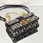 Dior 30 Montaigne Avenue Bag in Blue Dior Oblique Jacquard with Gold-Tone Hardware