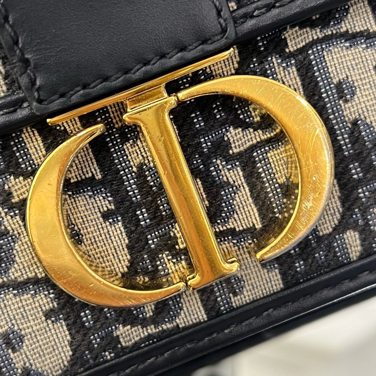 Dior 30 Montaigne Avenue Bag in Blue Dior Oblique Jacquard with Gold-Tone Hardware