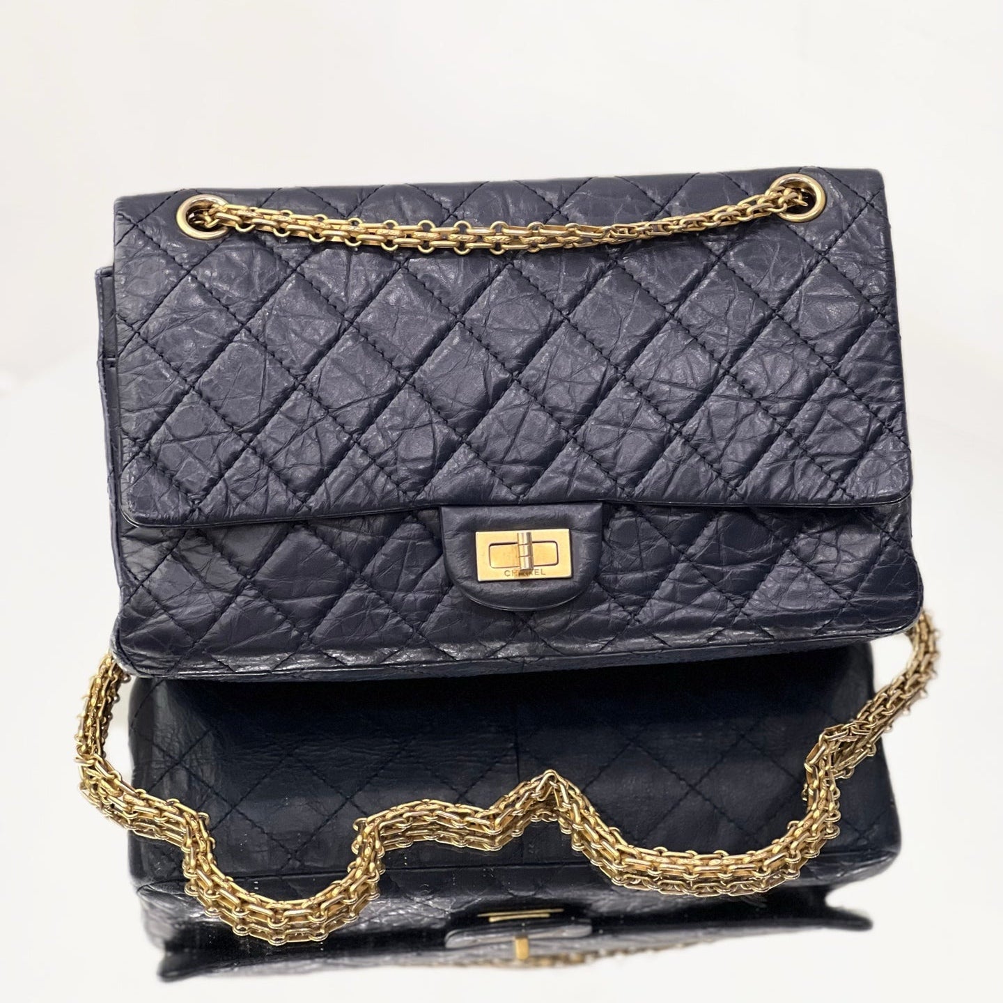 Chanel Reissue 2.55 Classic Flap Bag in Aged Midnight Blue Calfskin and Gold-Tone Hardware