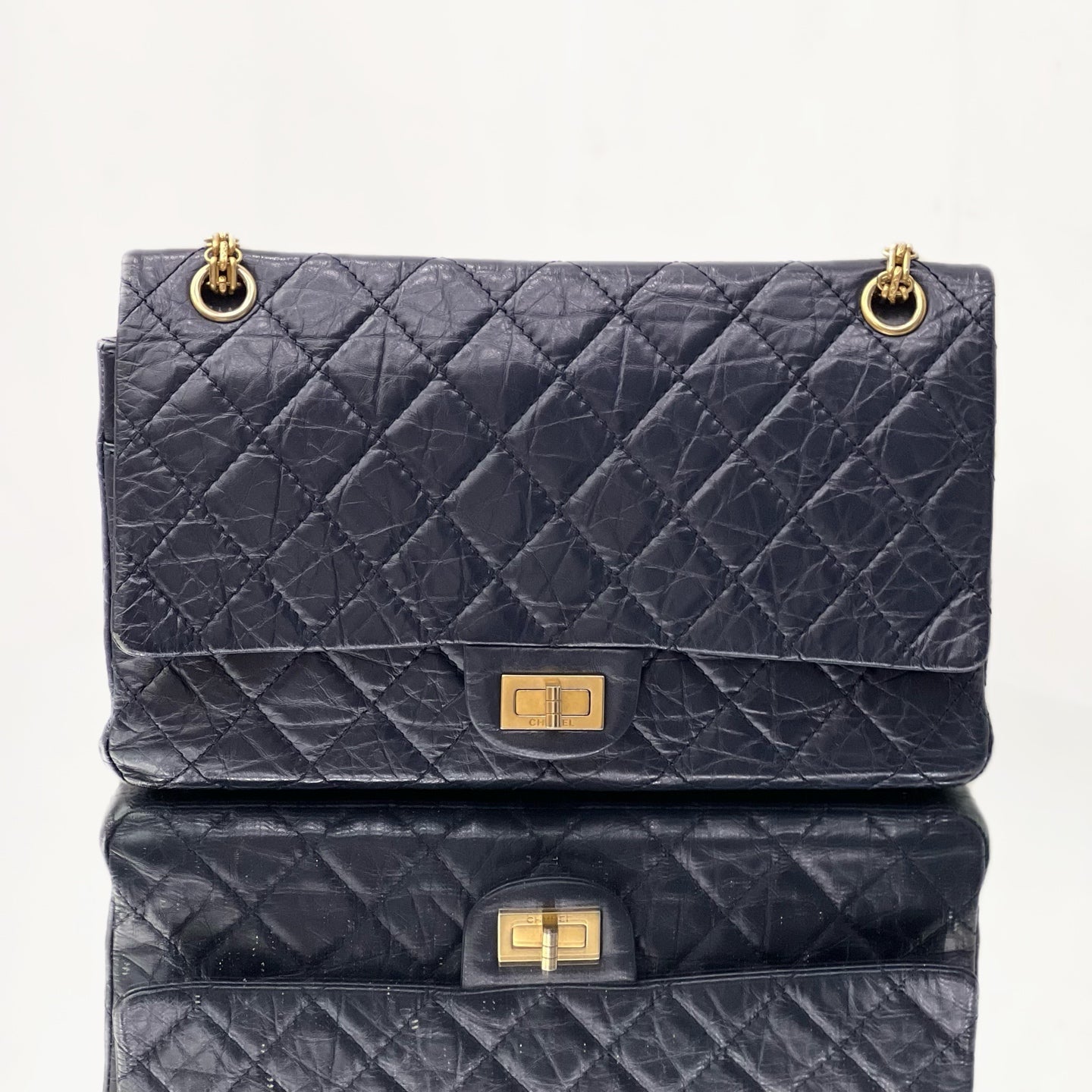 Chanel Reissue 2.55 Classic Flap Bag in Aged Midnight Blue Calfskin and Gold-Tone Hardware