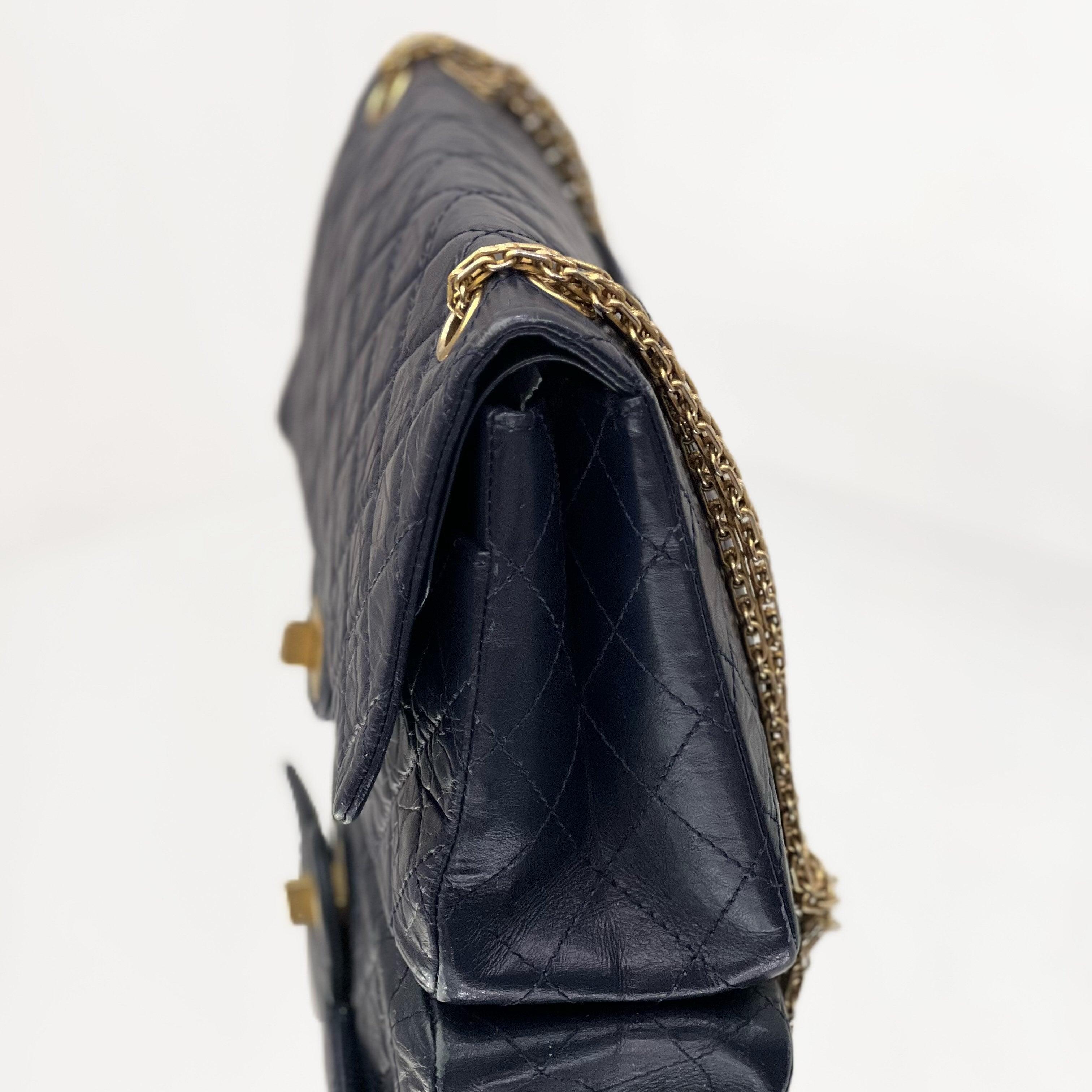 Chanel Reissue 2.55 Classic Flap Bag in Aged Midnight Blue Calfskin and Gold-Tone Hardware