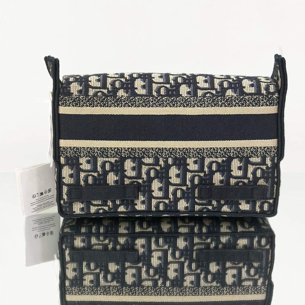 Dior Small DiorCamp Bag in Blue Dior Oblique Embroidery with Logo Strap