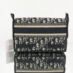 Dior Small DiorCamp Bag in Blue Dior Oblique Embroidery with Logo Strap