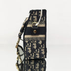 Dior Small DiorCamp Bag in Blue Dior Oblique Embroidery with Logo Strap