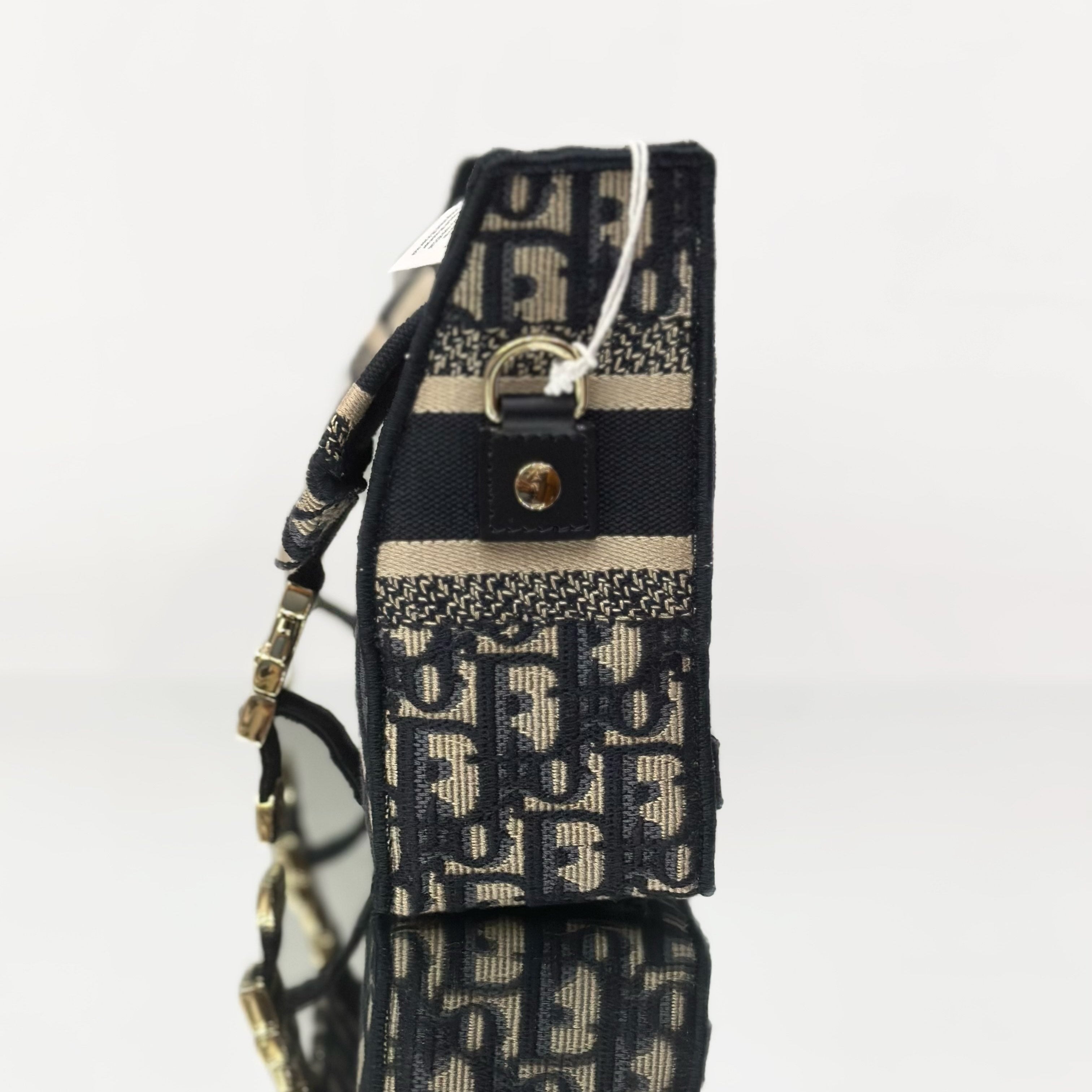 Dior Small DiorCamp Bag in Blue Dior Oblique Embroidery with Logo Strap