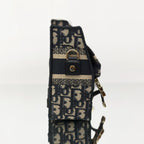 Dior Small DiorCamp Bag in Blue Dior Oblique Embroidery with Logo Strap