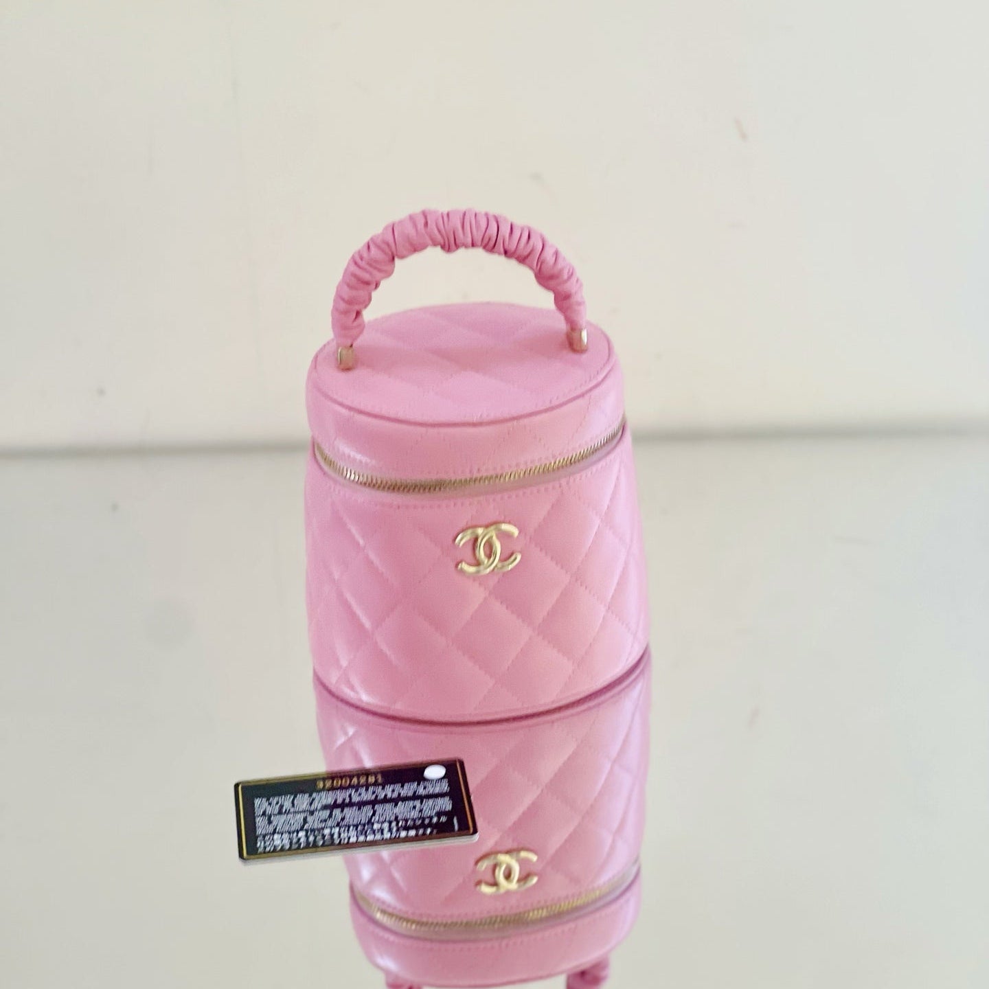 Chanel Quilted Caviar Small Vanity Case with Scrunchie Top Handle - Pink