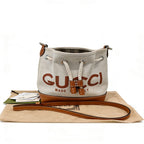 GUCCI Beige Cotton And Linen Mini Bucket Bag