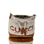 GUCCI Beige Cotton And Linen Mini Bucket Bag