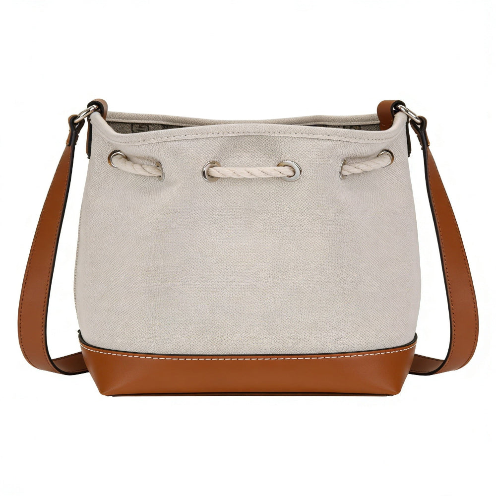 GUCCI Beige Cotton And Linen Mini Bucket Bag