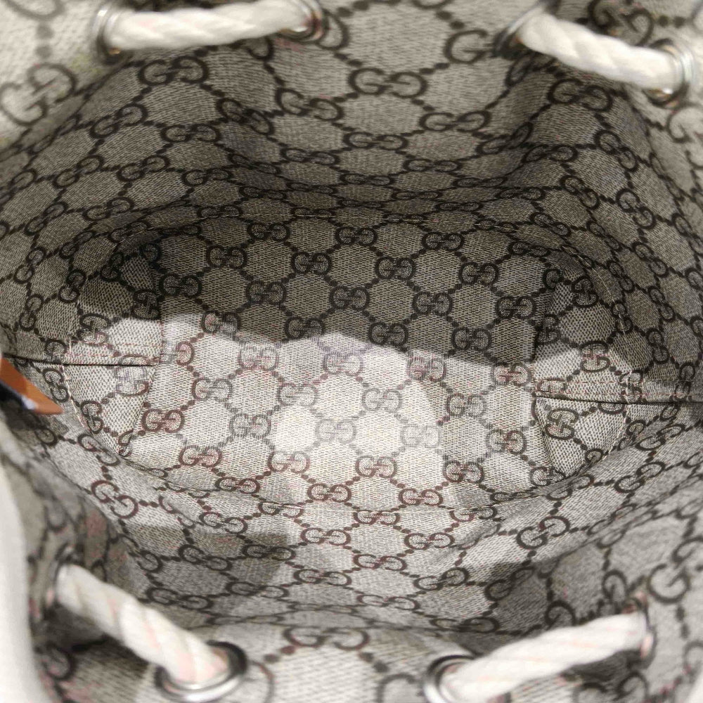 GUCCI Beige Cotton And Linen Mini Bucket Bag