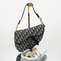 Dior Saddle Bag in Blue Dior Oblique Jacquard with Antique Gold-Tone Hardware