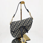 Dior Saddle Bag in Blue Dior Oblique Jacquard with Antique Gold-Tone Hardware