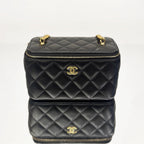 Chanel Quilted Lambskin Vanity Case with Embellished Bijoux Chain and Gold-Tone Hardware