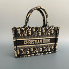 Christian Dior Mini Book Tote in Blue Dior Oblique Embroidery with Matching Strap