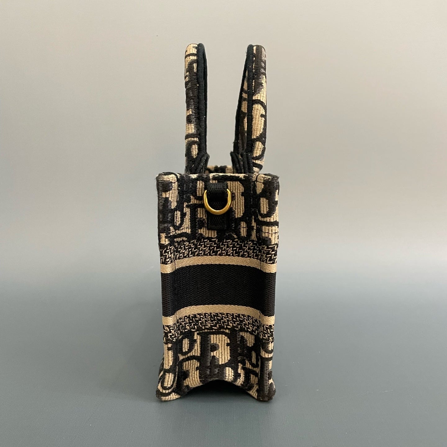 Christian Dior Mini Book Tote in Blue Dior Oblique Embroidery with Matching Strap