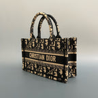 Christian Dior Mini Book Tote in Blue Dior Oblique Embroidery with Matching Strap