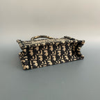 Christian Dior Mini Book Tote in Blue Dior Oblique Embroidery with Matching Strap