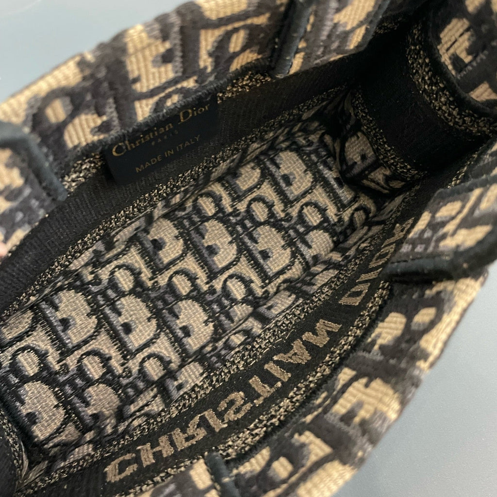 Christian Dior Mini Book Tote in Blue Dior Oblique Embroidery with Matching Strap