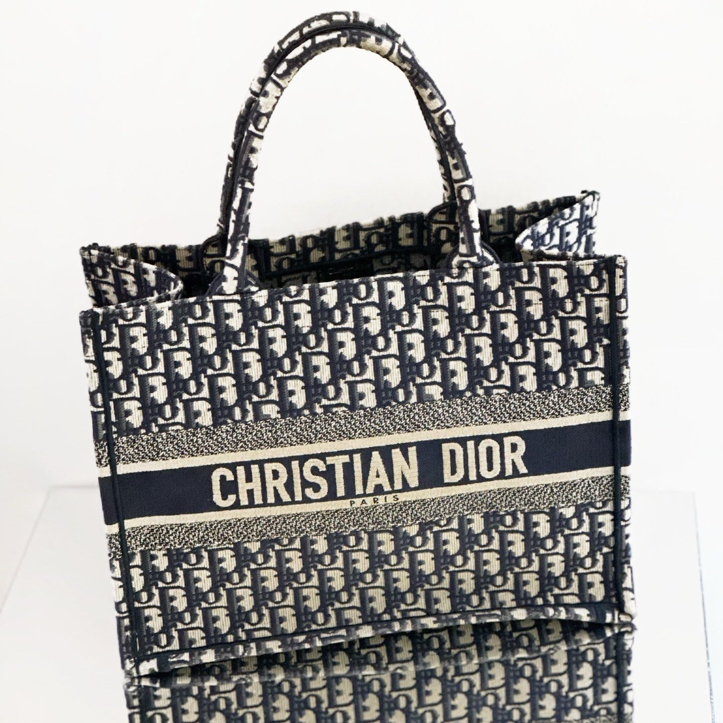Christian Dior Large Book Tote in Blue Dior Oblique Embroidery, M1286ZRIW_M928