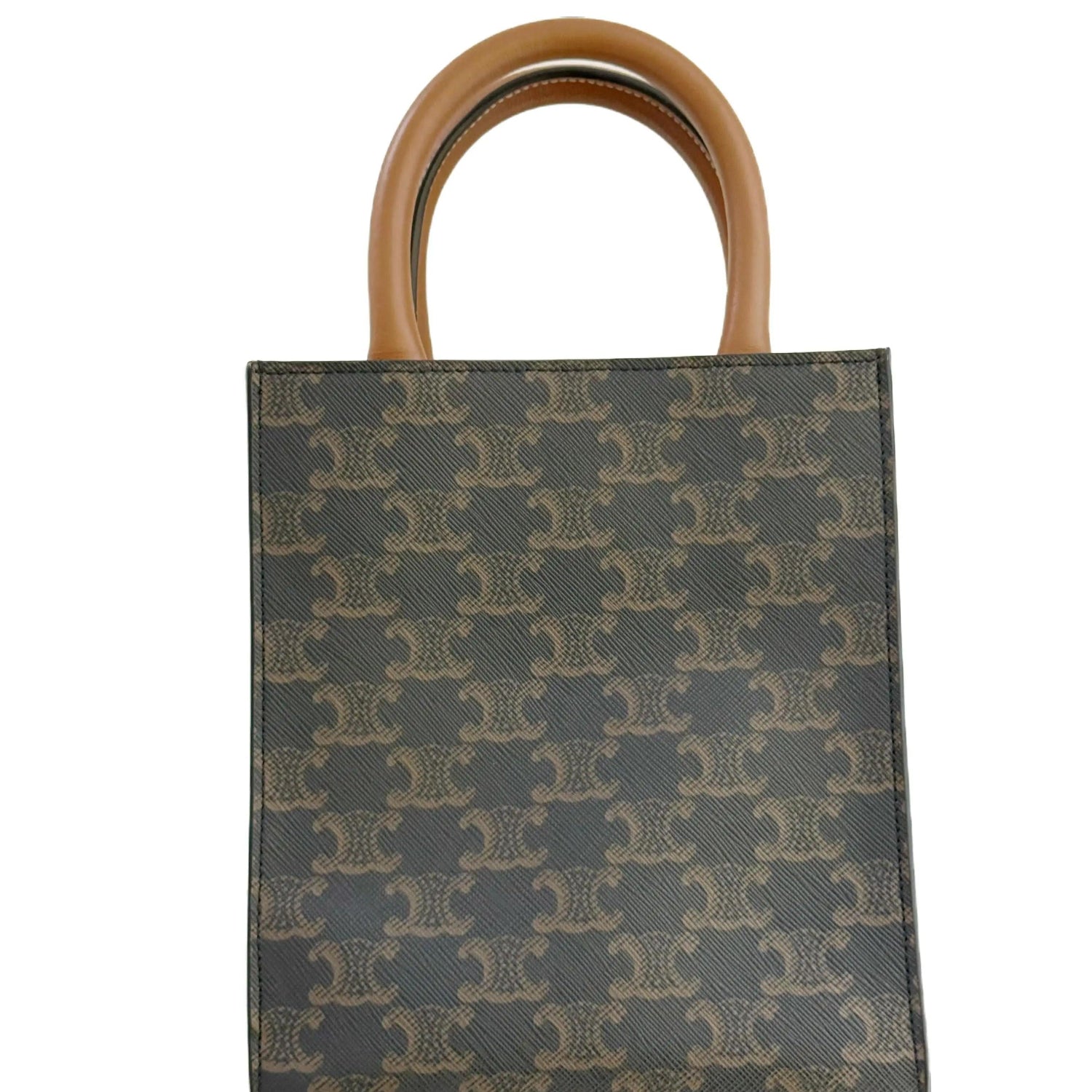 CELINE Mini Vertical Cab 2Way Bag Brown Canvas