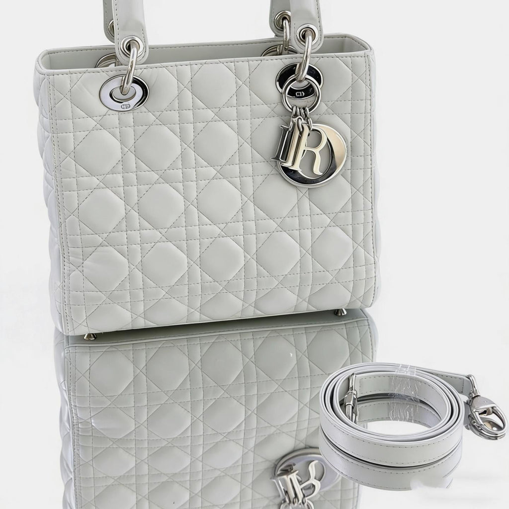 DIOR Lady Dior Medium Cannage Lambskin Grey