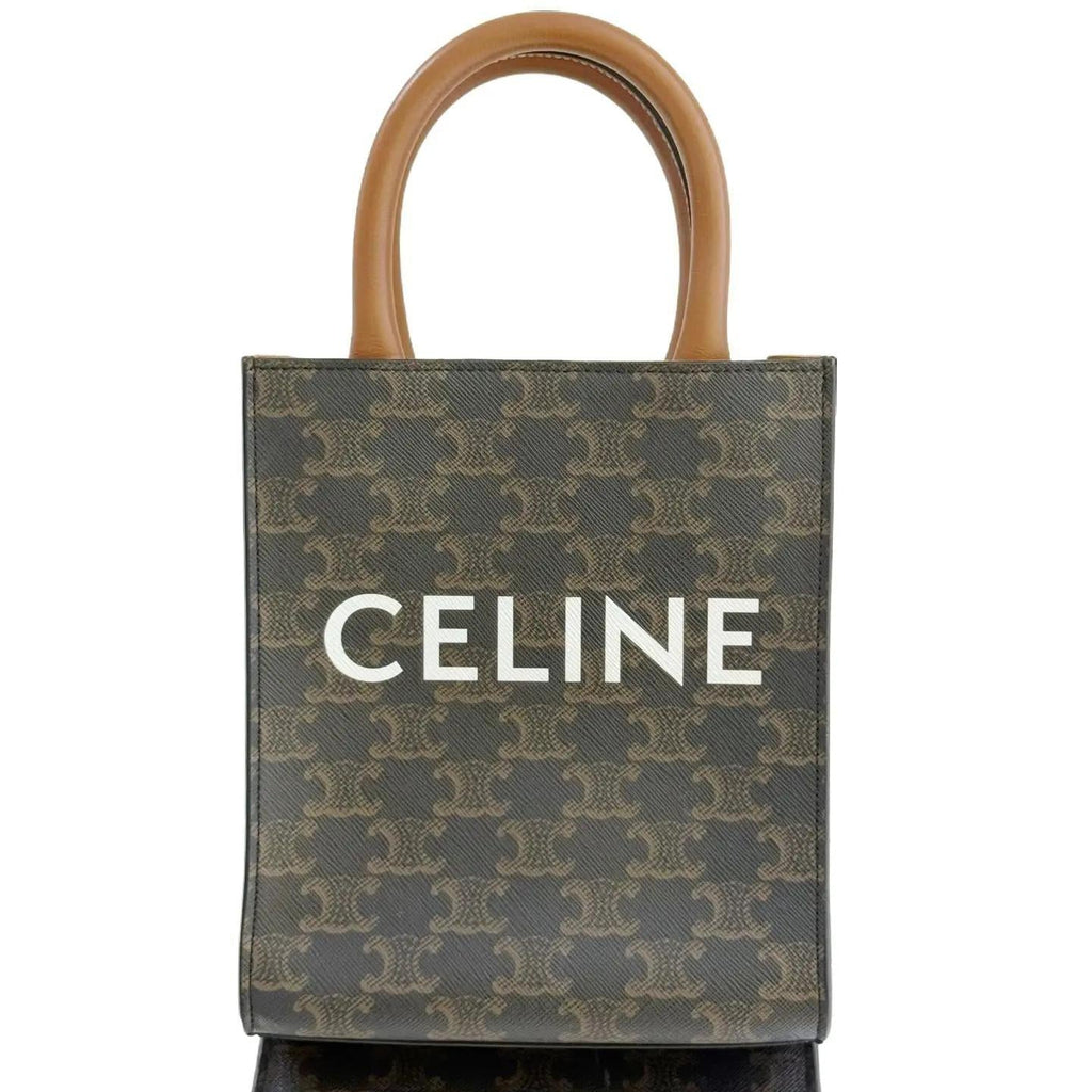 CELINE Mini Vertical Cab 2Way Bag Brown Canvas