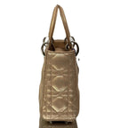 Dior Christian Metallic Lambskin Cannage Mini Lady Dior Gold