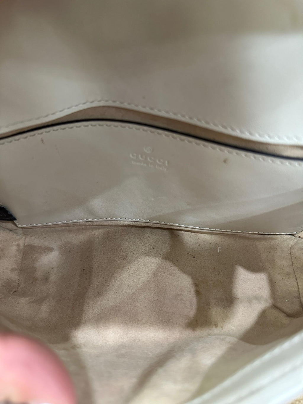 Gucci GG Marmont small shoulder bag in light grey leather