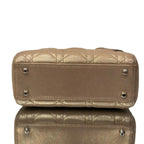 Dior Christian Metallic Lambskin Cannage Mini Lady Dior Gold