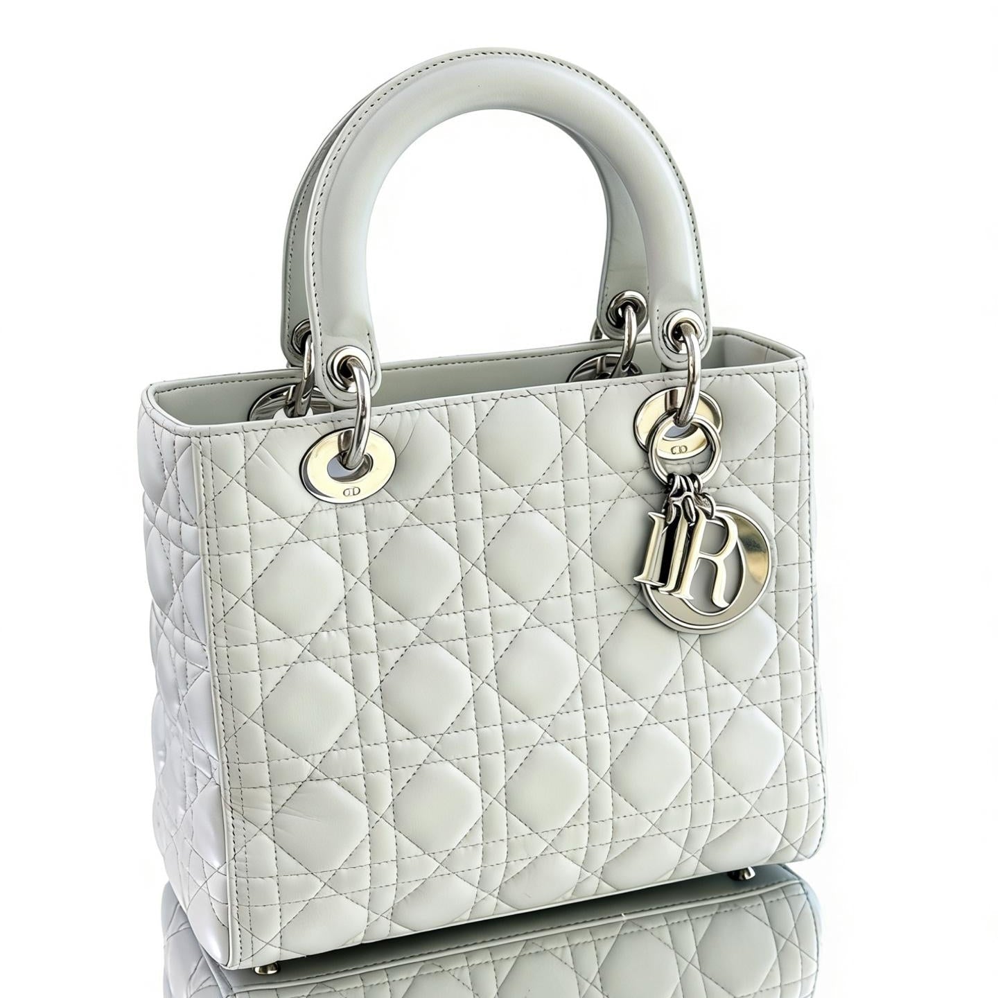 DIOR Lady Dior Medium Cannage Lambskin Grey