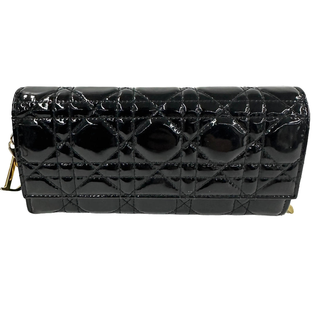 Dior Black Cannage Chain Wallet