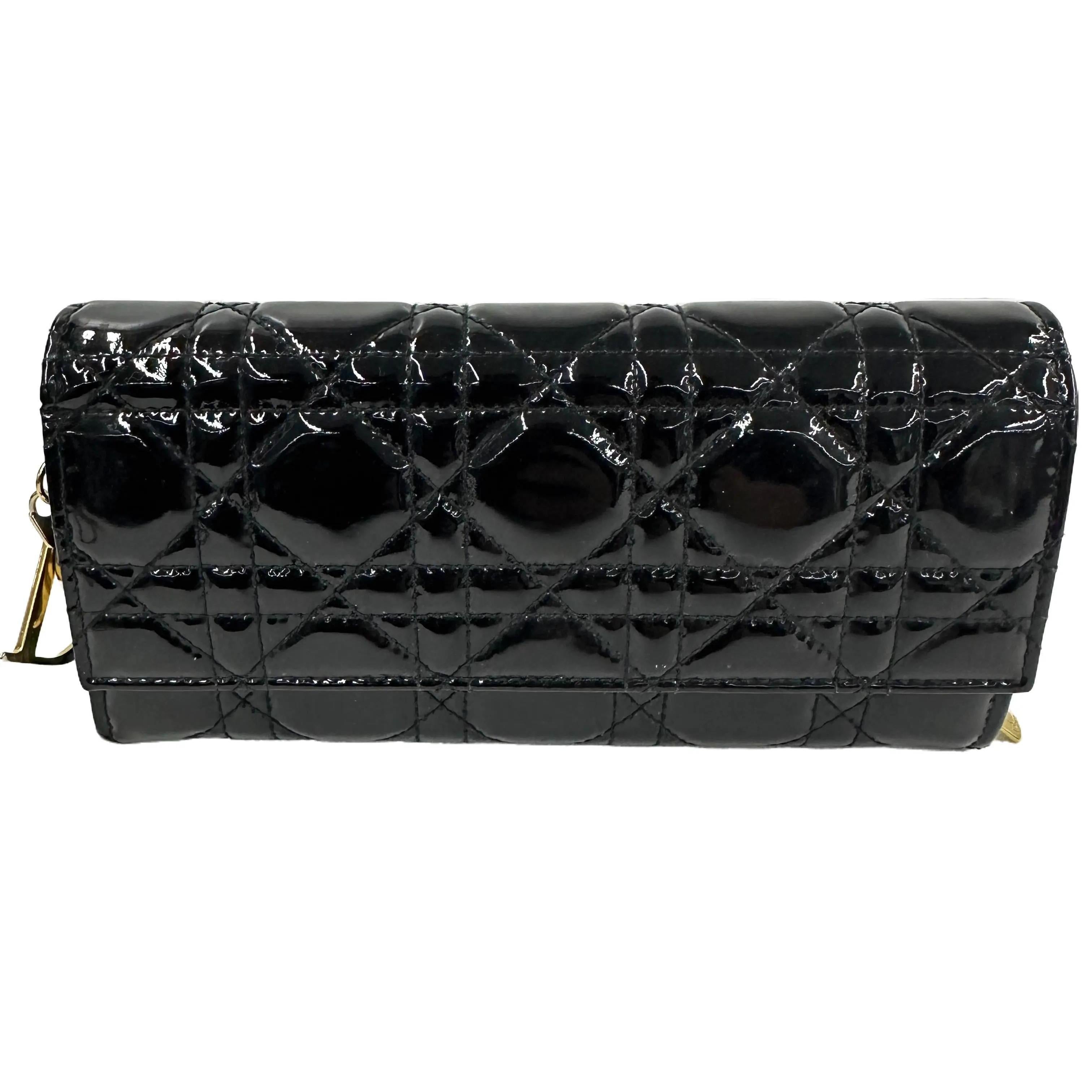 Dior Black Cannage Chain Wallet