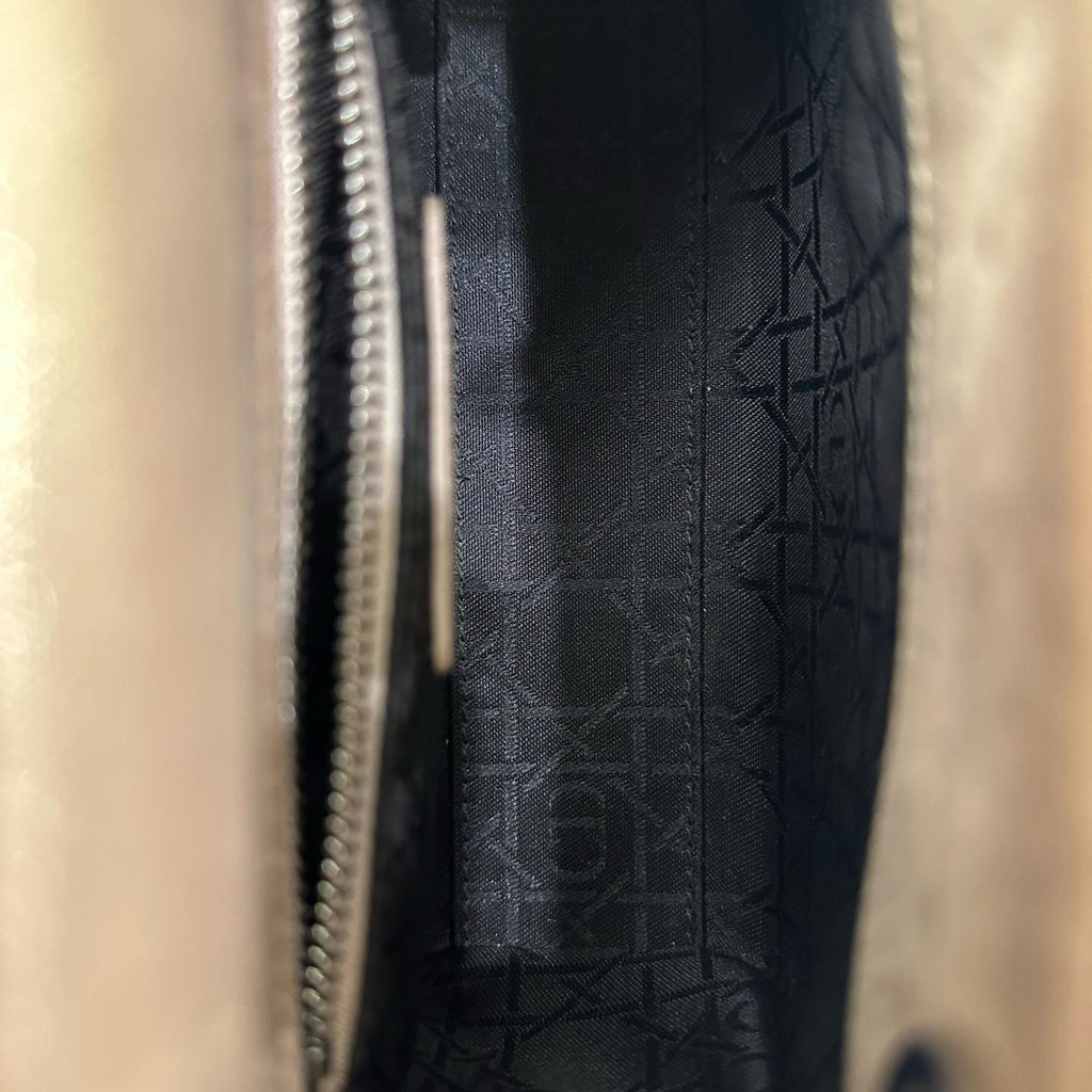 Dior Christian Metallic Lambskin Cannage Mini Lady Dior Gold