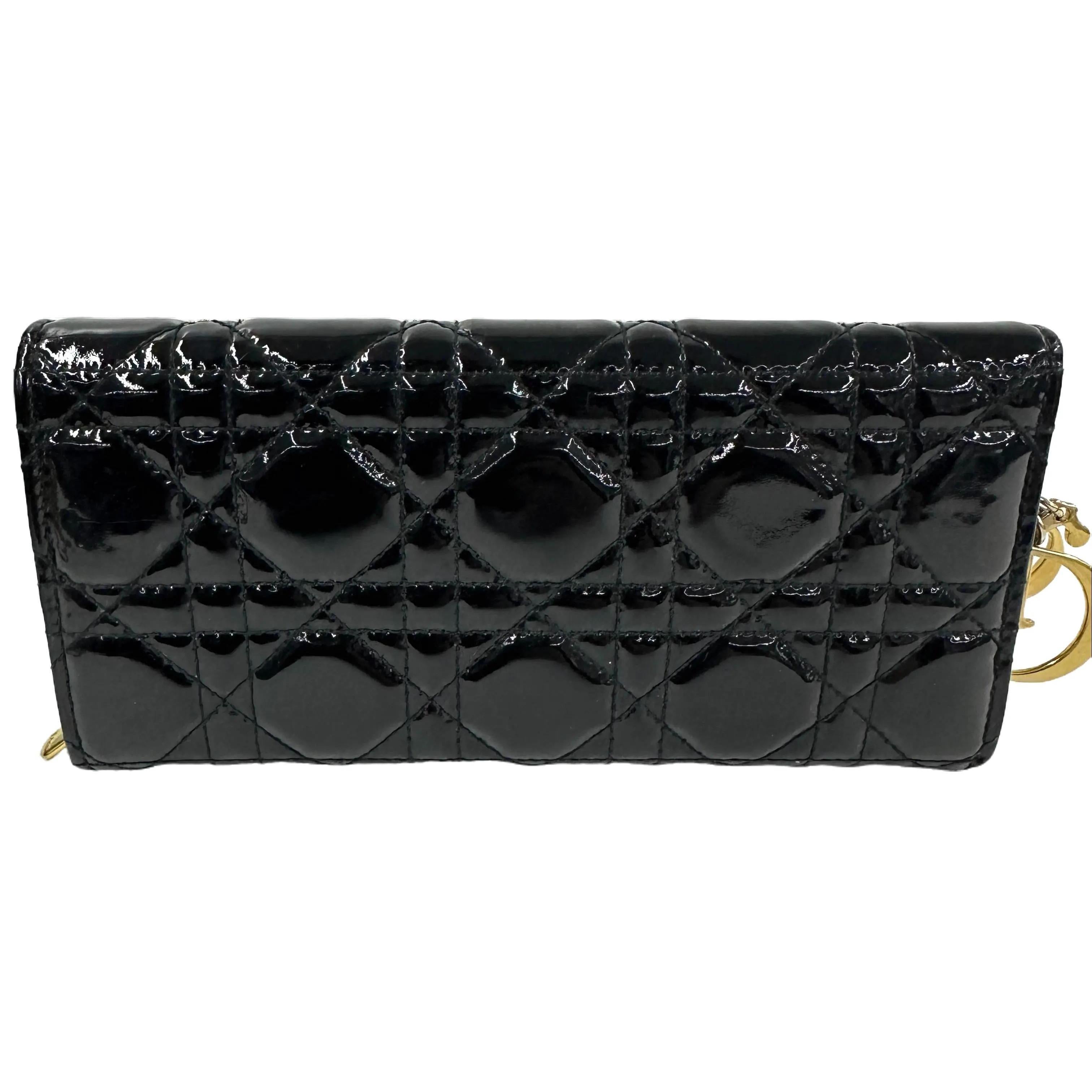 Dior Black Cannage Chain Wallet