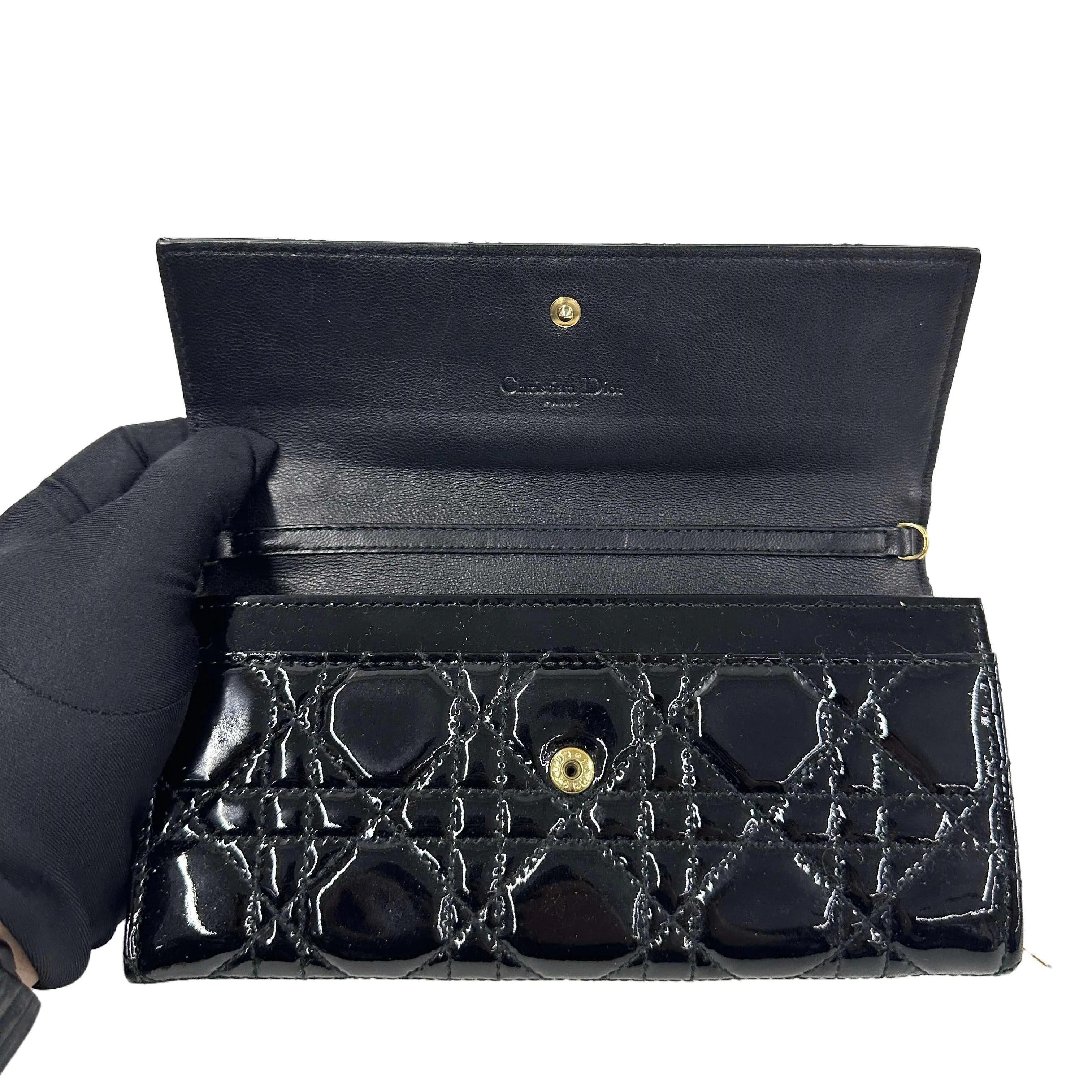Dior Black Cannage Chain Wallet