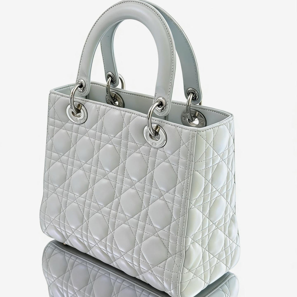 DIOR Lady Dior Medium Cannage Lambskin Grey