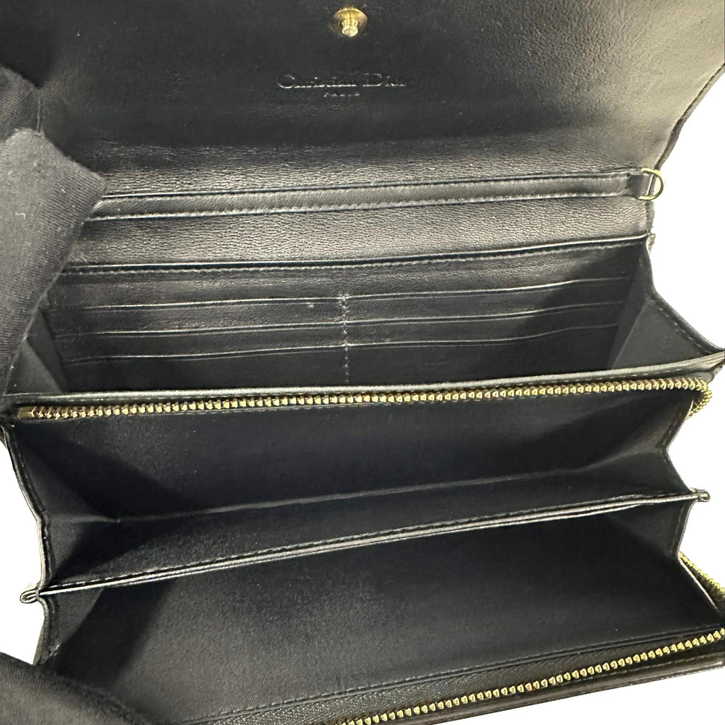 Dior Black Cannage Chain Wallet