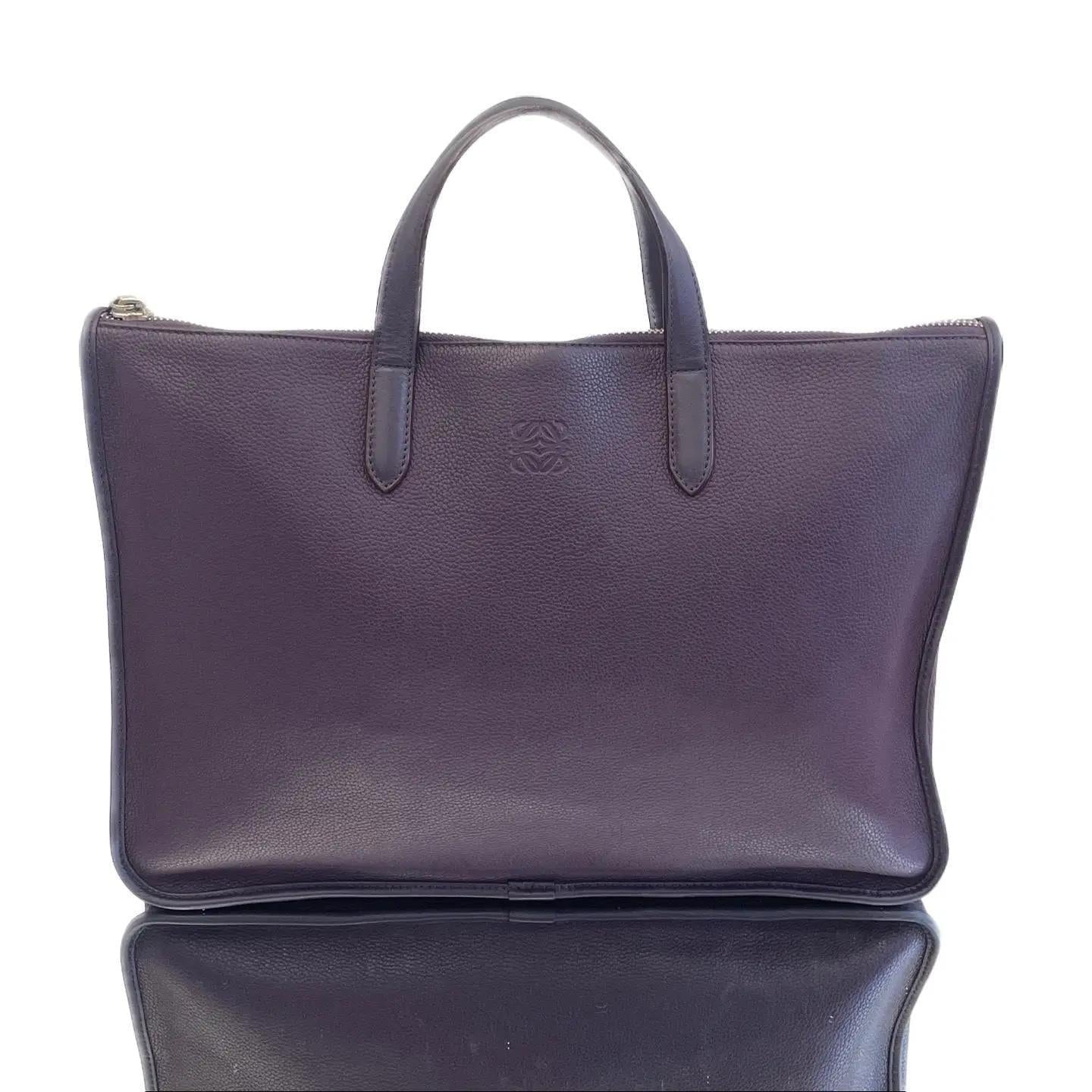 Loewe Business Tote in Purple Grained Calfskin with