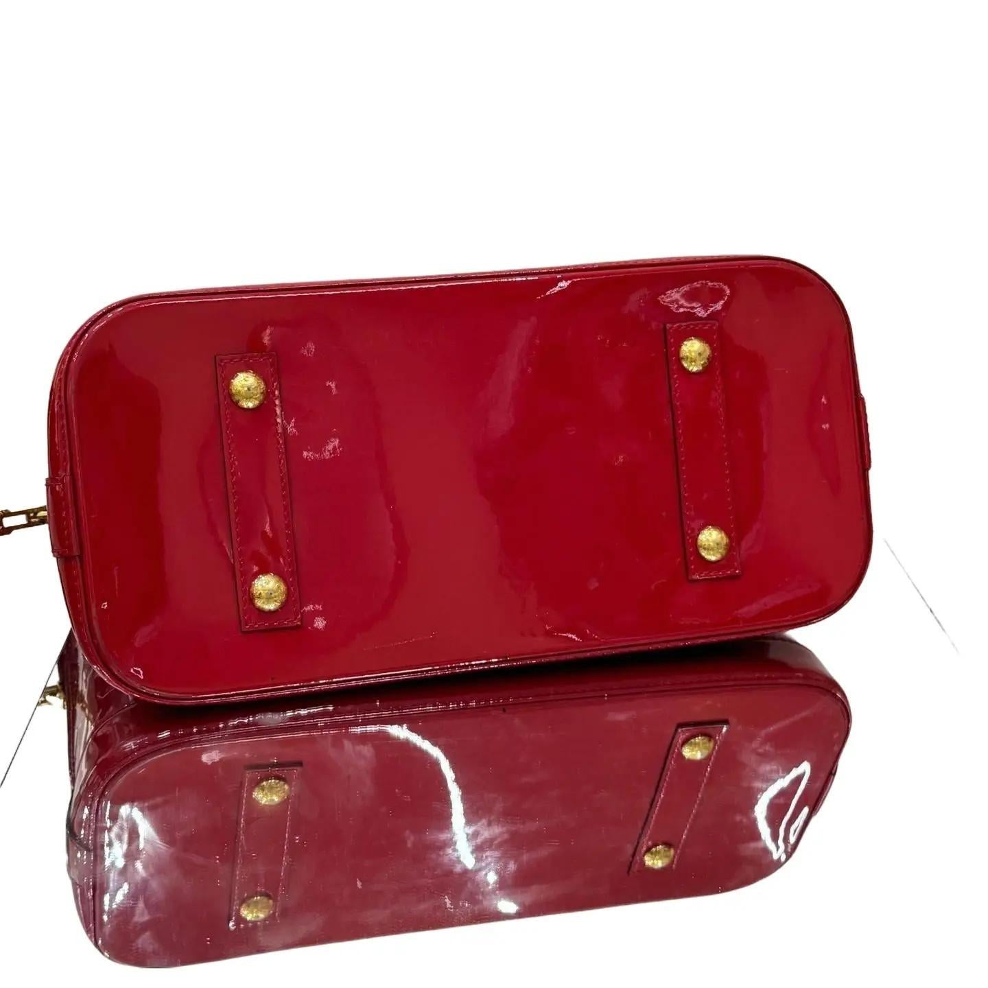 Louis Vuitton Alma MM Monogram Vernis Leather Pomme D'Amour