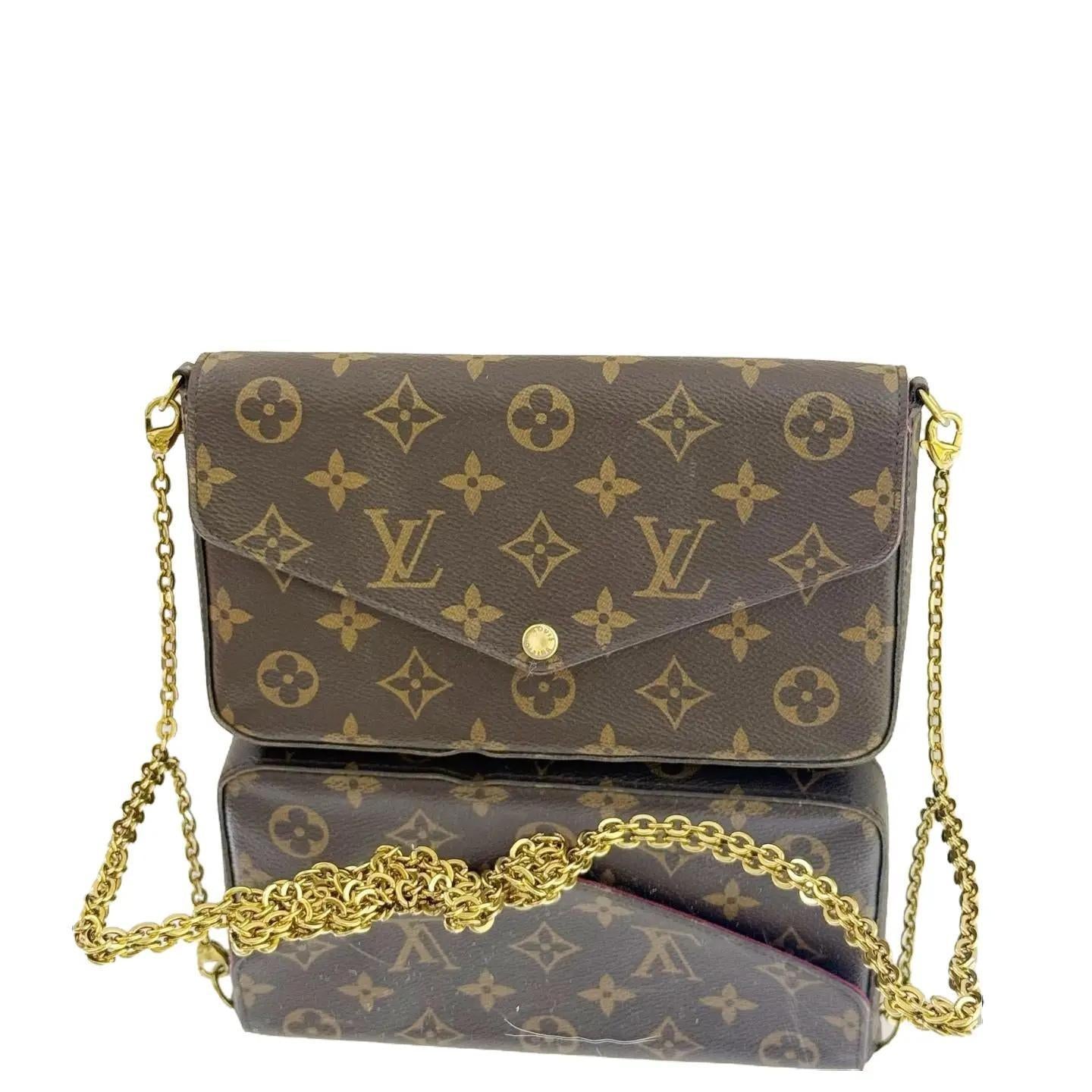 Louis Vuitton LV Empreinte Pochette Felicie Chain Wallet Brown