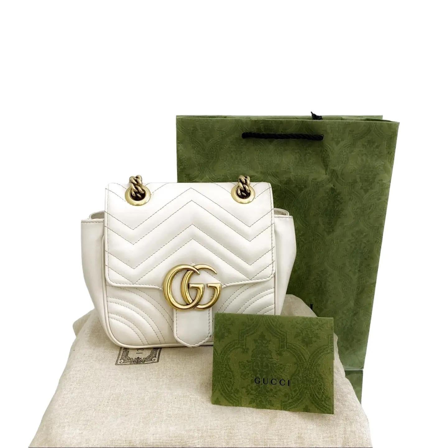 Gucci Calfskin Matelasse Mini GG Marmont Square Shoulder Bag