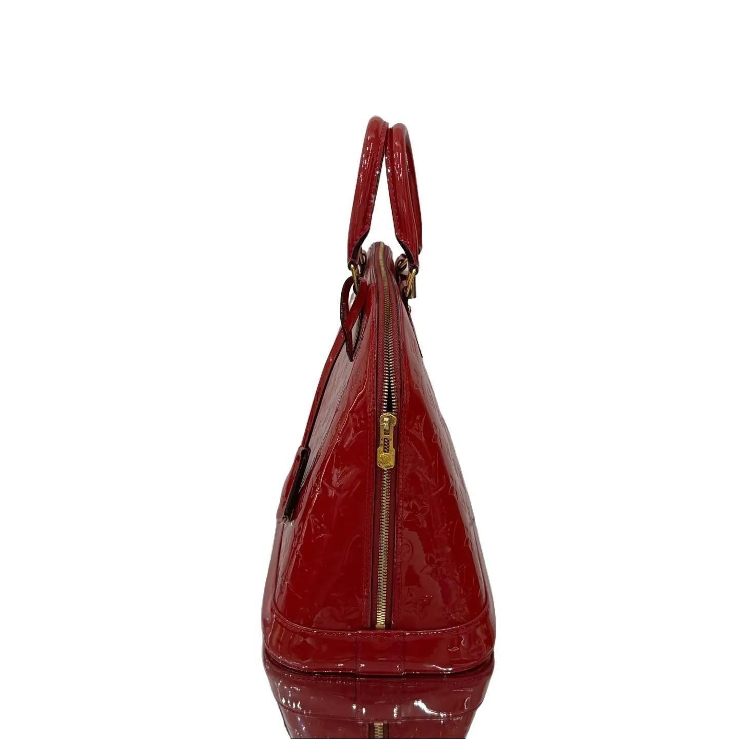 Louis Vuitton Alma MM Monogram Vernis Leather Pomme D'Amour