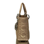 Dior Christian Metallic Lambskin Cannage Mini Lady Dior Gold