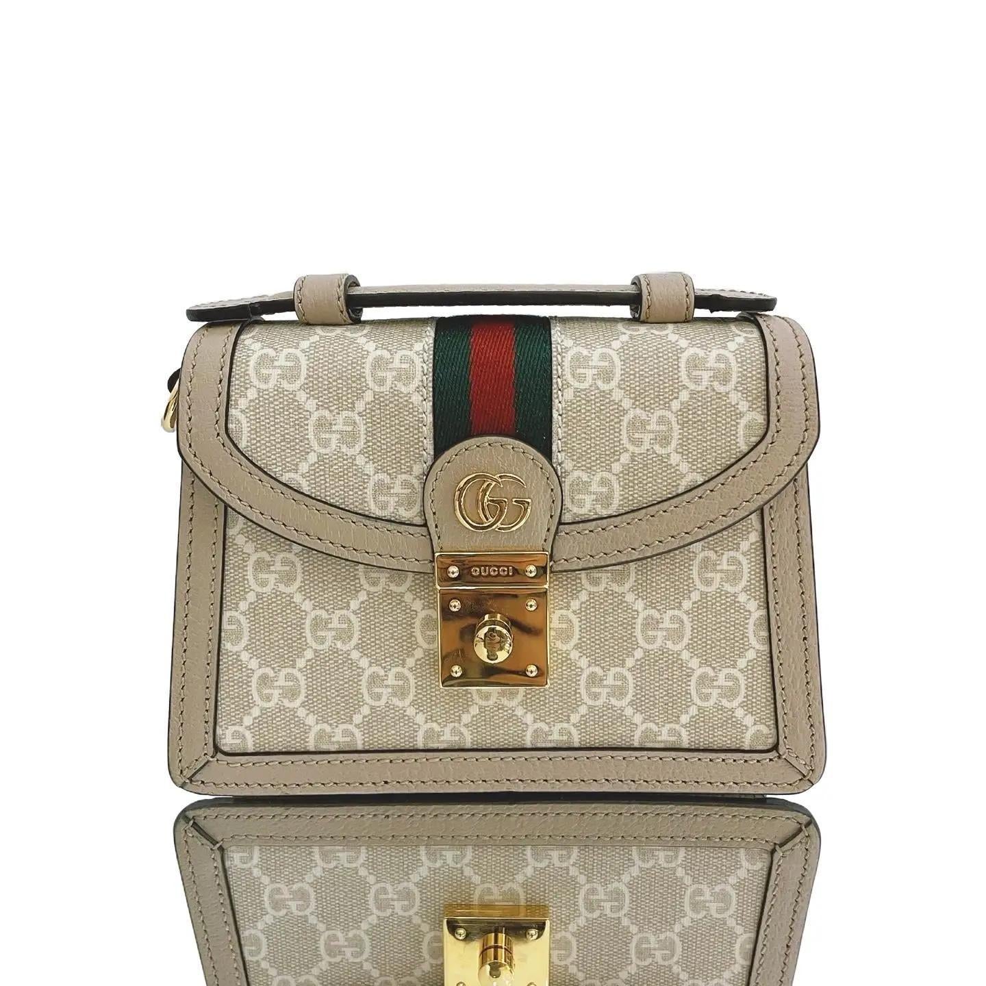 GUCCI Supreme GG Ophidia Mini Shoulder Bag Beige/White
